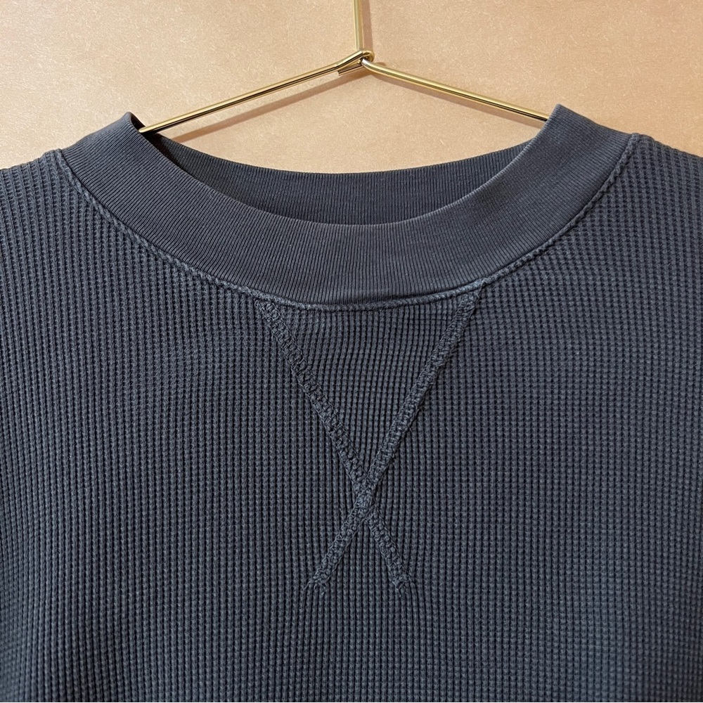 Mate The Label | Organic Thermal Crew Neck Shirt Pullover Top Charcoal Size XS - Picture 4 of 10
